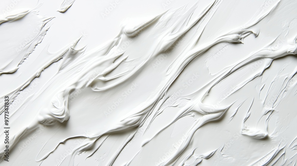 Poster textured white surface created by spreading a smooth substance, showcasing details of application te