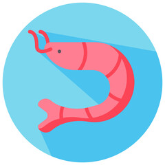 shrimp round flat vector icon