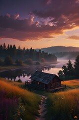 sunrise over the lake