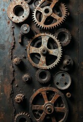 Rusty Gears and Machinery on a Grungy Background