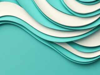 Abstract layered design featuring waves in teal and cream, ideal for backgrounds or creative projects.