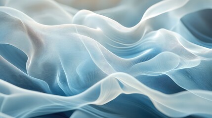 Fototapeta premium Cascading layers of translucent waves folding over themselves, creating fluid motion.