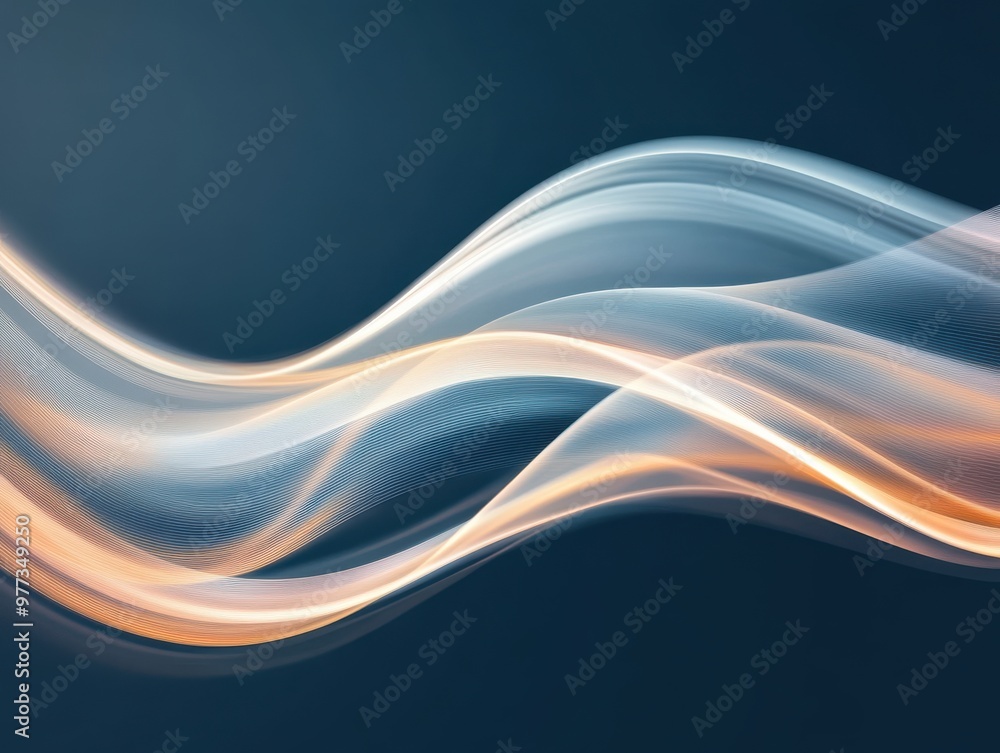 Poster an abstract image featuring flowing waves of soft colors, blending harmoniously for a soothing visua