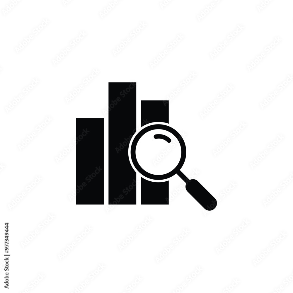 Poster analysis analytic icon vector chart with search sign
