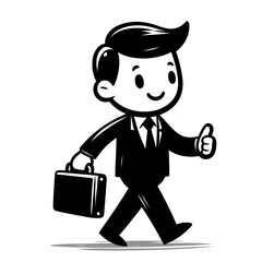 Smiling Businessman Cartoon Vector Walking Thumbs Up