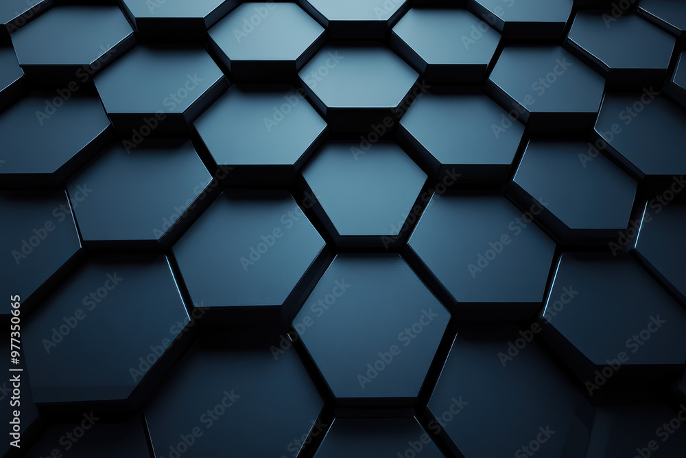 Poster abstract background with hexagonal pattern in dark shades, creating a futuristic and geometric desig