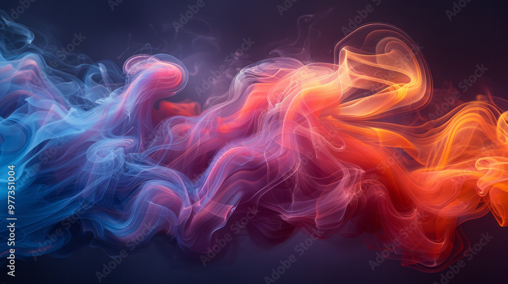 Aufkleber an abstract composition of swirling colorful smoke wisps forming dynamic shapes,