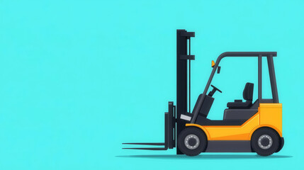 Electric forklift in a warehouse, eco-friendly logistics operations, flat design illustration