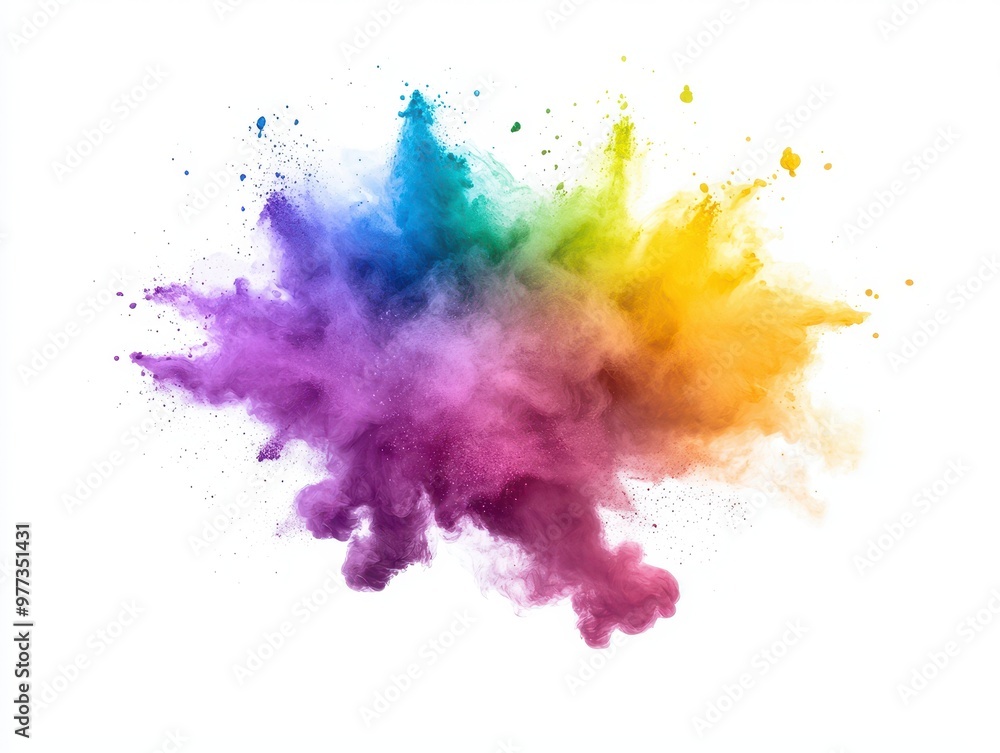 Poster a vibrant explosion of color powder, showcasing a dynamic blend of hues, perfect for creative projec