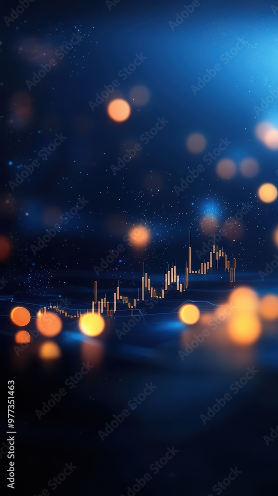 Fototapete a vibrant diagram representing stock market trends with glowing lights and data visualizations in a 