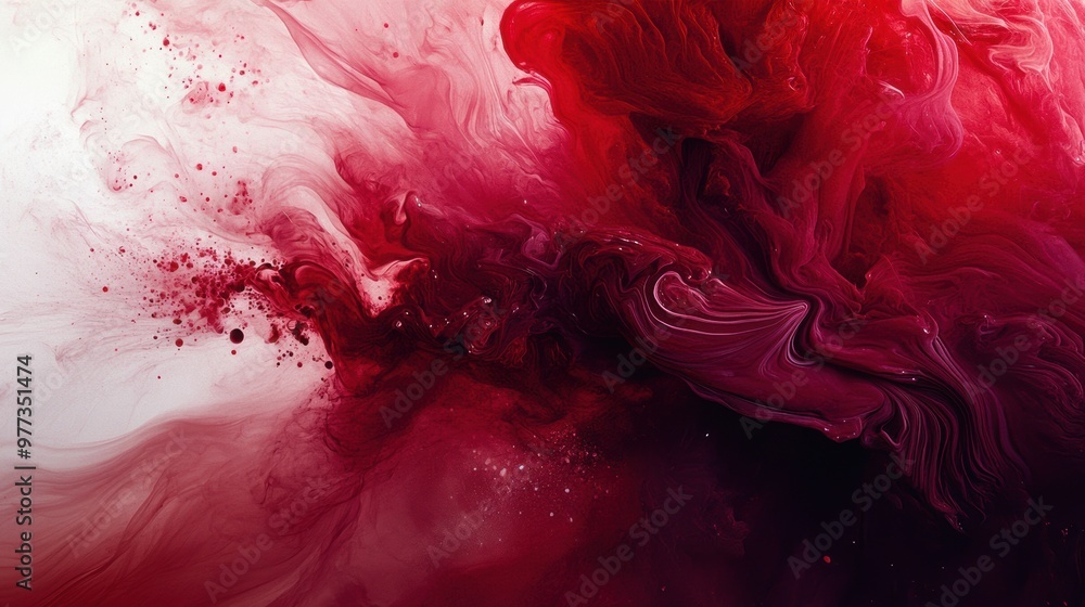 Aufkleber a captivating blend of red and white hues, creating a mesmerizing abstract art piece with fluid move