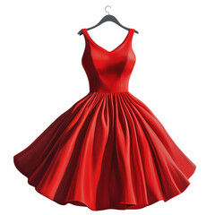 Red dress on a hanger, transparent background, png.