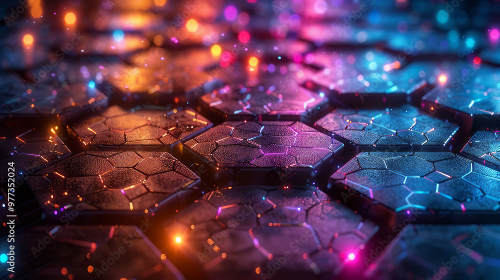 Aufkleber a futuristic 3d element of interwoven hexagonal grids,