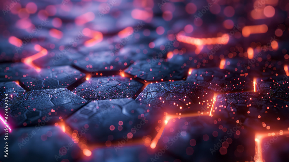 Aufkleber a futuristic 3d element of interwoven hexagonal grids,
