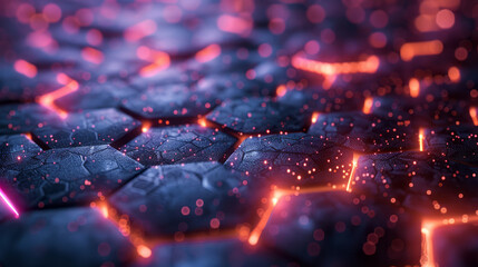 A futuristic 3D element of interwoven hexagonal grids,