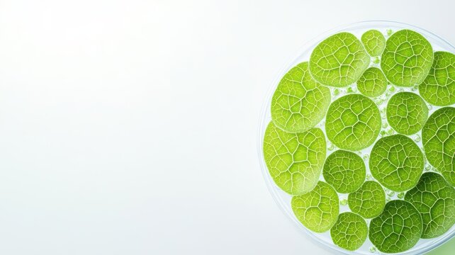 Microscopic view of chlorophyll molecules in a chloroplast, light absorption for photosynthesis, green pigment, chlorophyll, plant energy