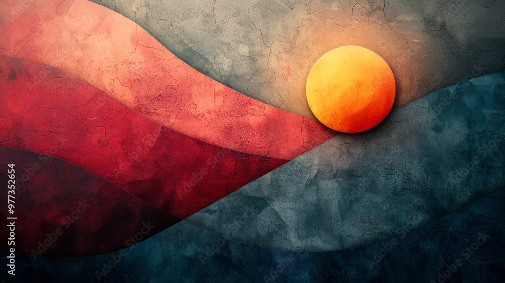 Aufkleber A minimalist geometric composition with overlapping circles and triangles,