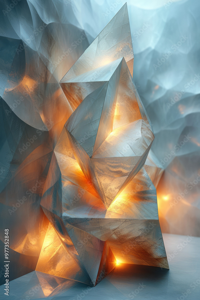 Aufkleber a series of geometric 3d pyramids arranged in a diagonal pattern,