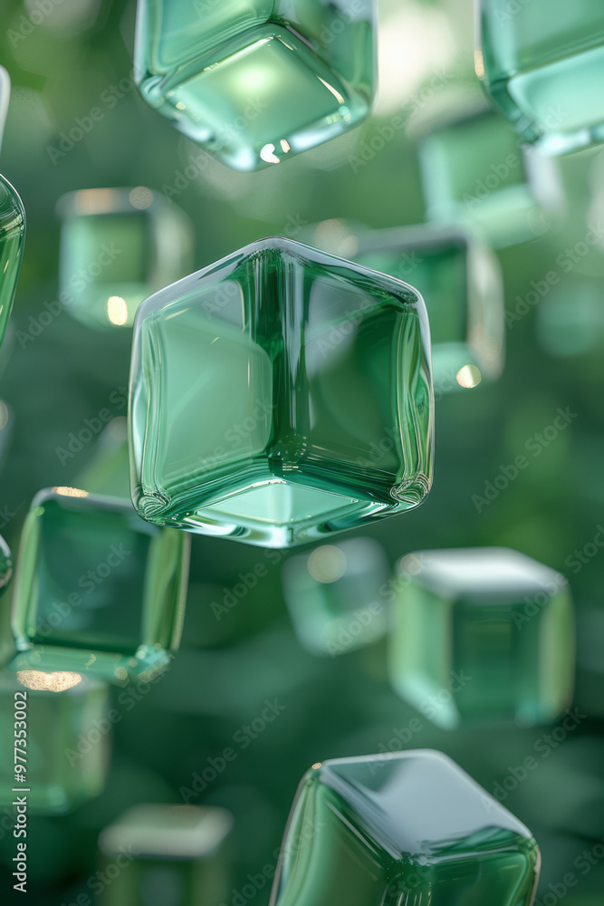 Poster a creative composition featuring floating 3d cubes with rounded edges,