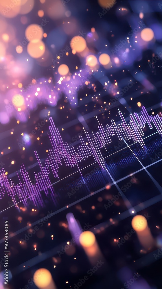 Aufkleber Abstract visualization of sound waves with vibrant colors, suitable for technology and music themes.