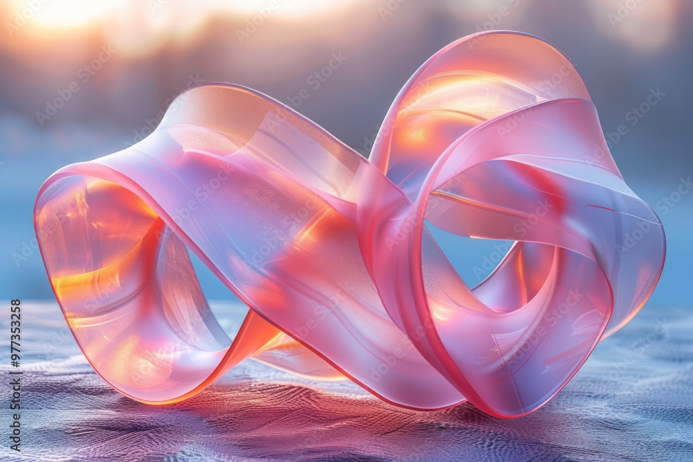 Aufkleber a minimalist 3d geometric element shaped like a twisted ribbon,