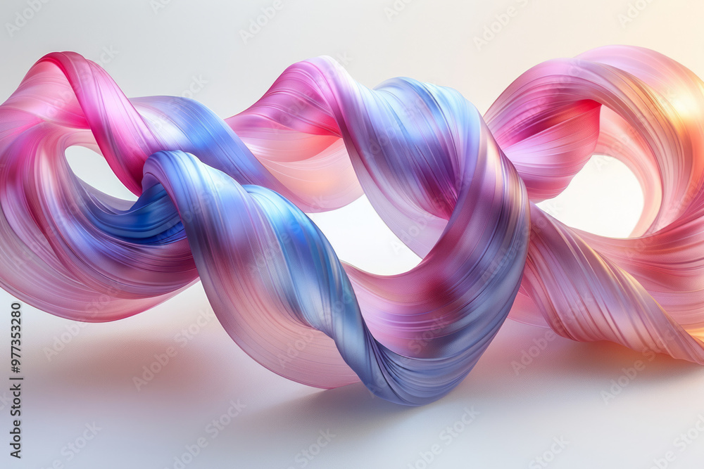 Poster a minimalist 3d geometric element shaped like a twisted ribbon,