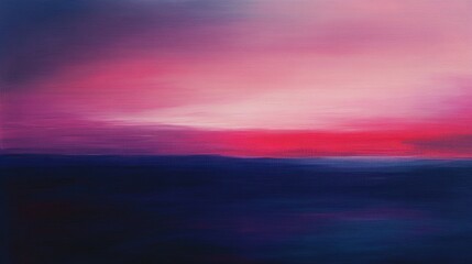 Obraz premium A serene abstract painting showcasing a blend of pink and blue hues, evoking a tranquil sunset over the ocean.