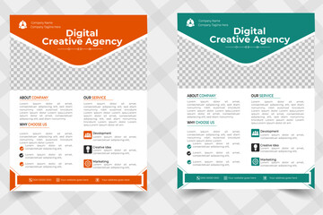 a bundle of 02 templates of Corporate business flyer template design set, over modern layout, poster, flyer in A4 with colourful business proposal & perfect for creative professional business flyer

