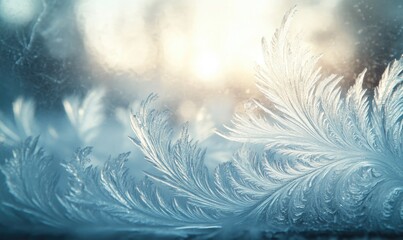 A beautiful, intricate design of frosted glass with a blue background