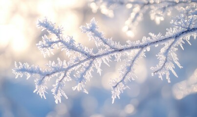 Naklejka premium A branch covered in frosty ice