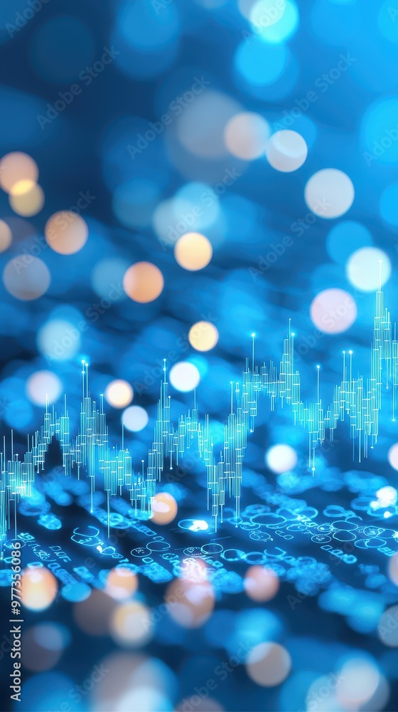 Aufkleber vibrant abstract background featuring blue bokeh and digital elements, perfect for technology and da