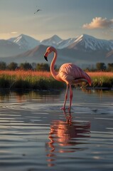 flamingo in the water