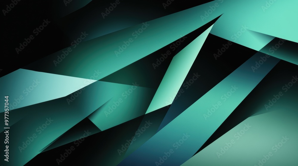 Aufkleber abstract teal and black geometric design featuring sharp angles and layered shapes, perfect for mode