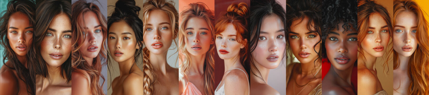 Diverse group of stunning supermodels in a panoramic photo