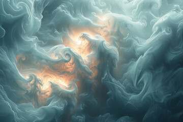 Fototapeta premium Delicate, silver lightning bolts forming a spiral pattern in a cloudy twilight sky,
