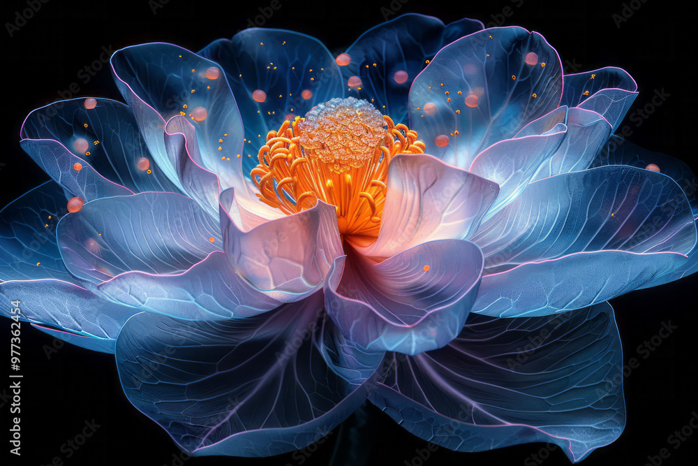 Poster a single, oversized abstract flower composed of overlapping translucent layers,