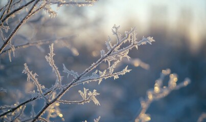 A branch covered in frost and snow