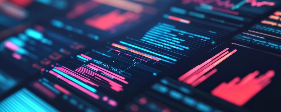 Digital marketing platform UI, holographic analytics, interactive ad previews, futuristic agency background