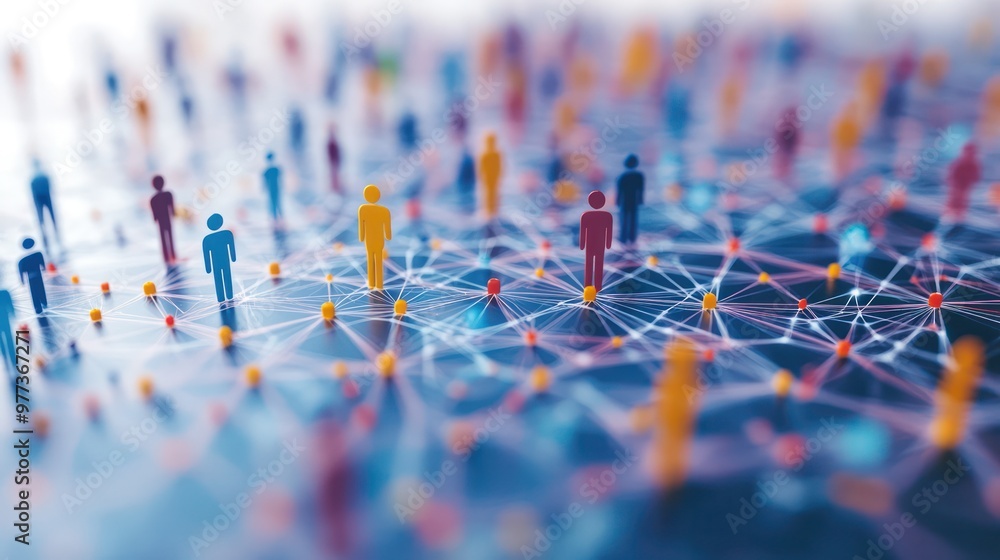 Poster a group of people are connected by a network of lines
