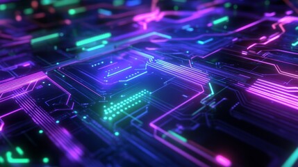 Obraz premium A bold background design featuring sharp, angular shapes in neon green, magenta, and electric blue, perfect for a high-energy, modern PowerPoint slide deck.