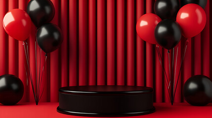  overhead shot of red and black balloons against a textured colourfull background A painting featuring red and black balls alongside vibrant berries A collection of beautifull ballons