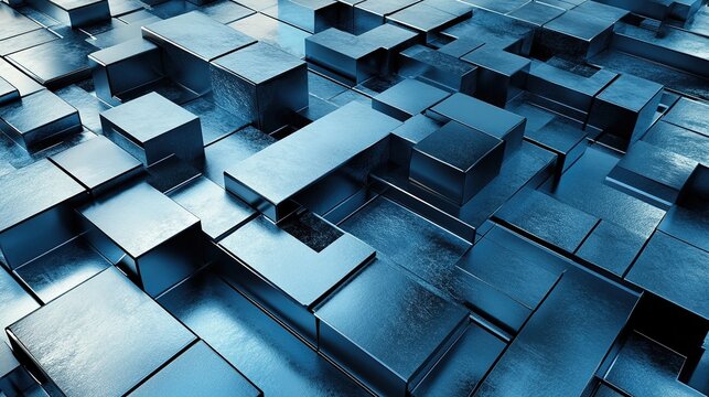 A high-resolution image of a digital 3D background texture, featuring geometric shapes and metallic surfaces, perfect for futuristic and tech-themed designs.