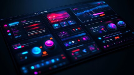 Gaming UI, dark fantasy theme, bold fonts, interactive menus, and dynamic in-game controls