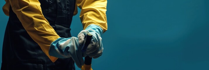 Professional cleaner preparing tools in a bright, clean workspace during daylight hours to ensure a thorough cleaning experience