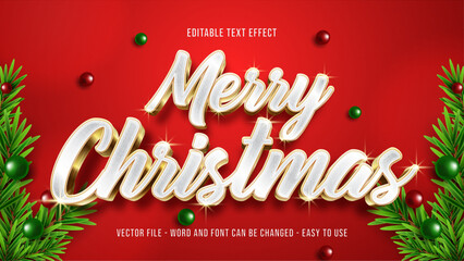 Editable text style effect merry christmas, luxury text style effect