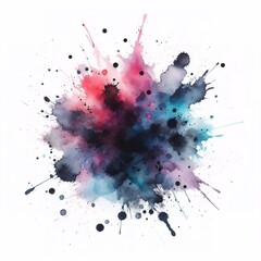 Photo of a colorful ink splash on a white background