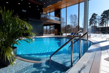 Fototapeta premium A spa day at one of JÅ«rmalaâ€™s famous wellness centers, featuring saunas, mineral baths, and massages