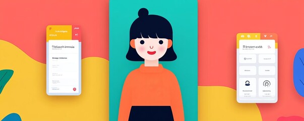 Language learning app UI, gamified interface with bright colors, interactive lessons, progress tracking, and motivational badges