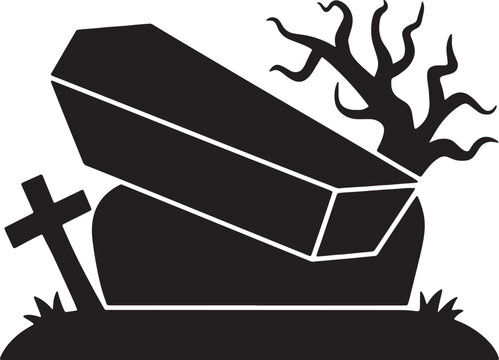 recommend clip art: Halloween Coffin Silhouette Vector Icon illustration on white Background.