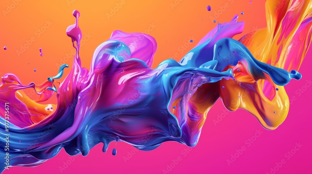 Poster vibrant swirl of colorful paint creating a stunning abstract design against a gradient background.